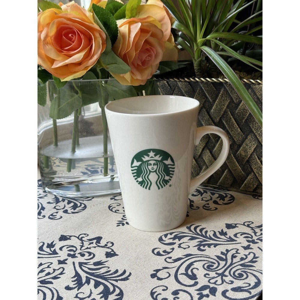 Starbucks Coffee Mug White Ceramic Green Siren Logo Classic 2014 13 oz